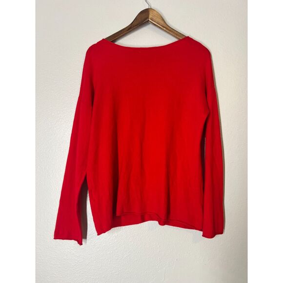 Lola Paris Soft Red Sweater Sz M/L Sequin Holiday Artsy Party Christmas Modal - Picture 5 of 9